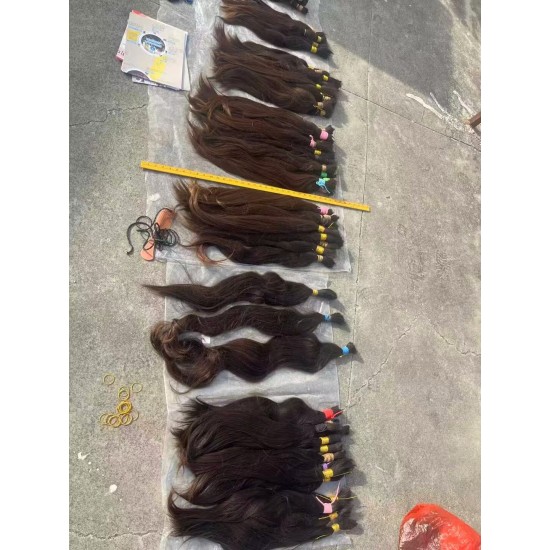 European Bulk Hair raw baby hair silky straight texture natural brownish color Original single donor hair