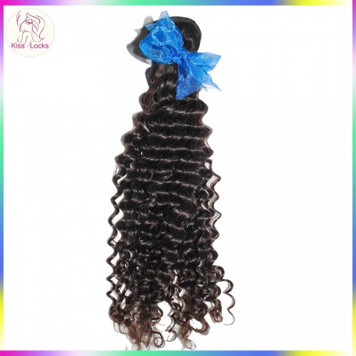 10A Deep Regular Curls Weave 1piece Single bundle Indian Virgin Hair Extension Tight Small curls 12"-26" Temple Weft