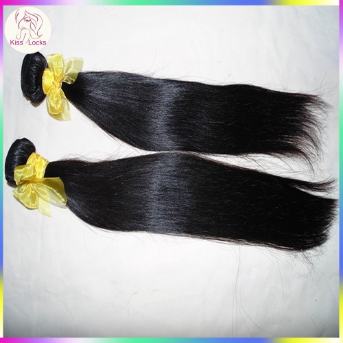 2PCS/ lot Clearance Promotion 10A Grade Raw virgin straight wefts 100%  Laos hair Color #1B Natural Color