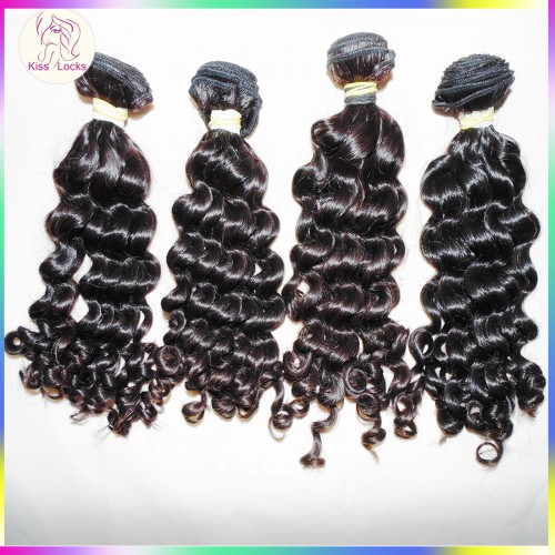 Hot selling STEAMED Virgin 10A Malaysian curly hair 3 bundles(300g) 12"-28" sale KissLocks weave in STOCK