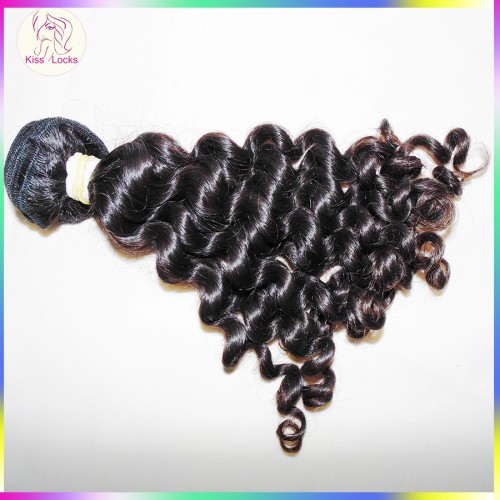 STEAMED Malaysian deep bouncy curly virgin hair weft 3pcs mix lots 100% KissLocks human hair