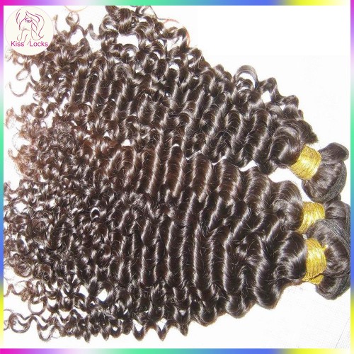 Perfect hair extension American Fashion 10A Peruvian deep wave curly hair 1 bundle sample piece natural color(95-100g) KissLocks