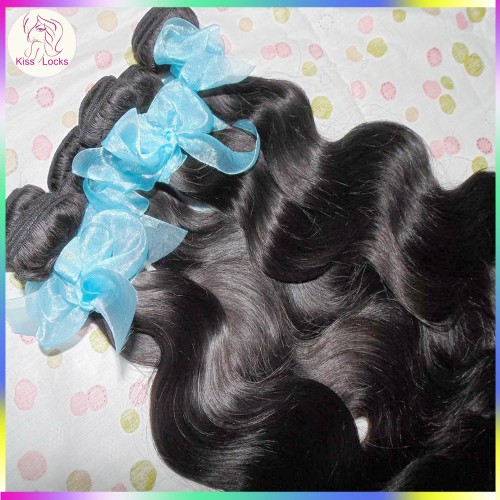 2 bundles KissLocks Weave Beauty Unprocessed Russian human body wave Virgin hair wefts Natural Color Pussy Girl 