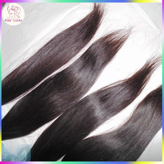 Top quality 3 Bundles Virgin Weave  Natural Silky Weft Straight Hair Russian RAW Hair Extension Off Black