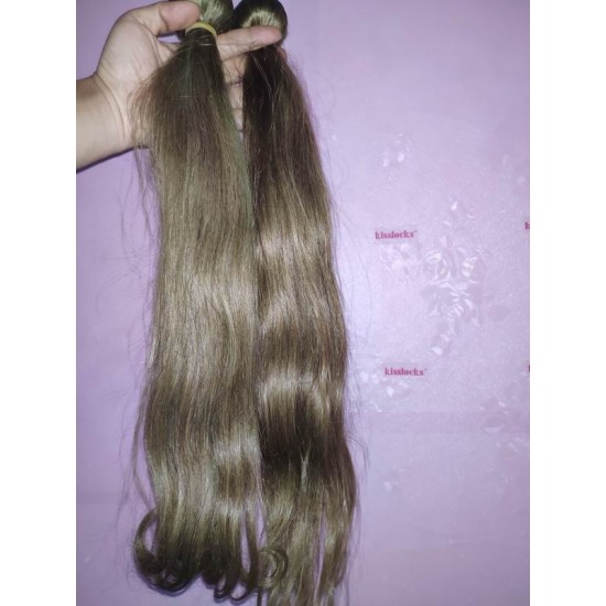 Preorder dark blonde warm brown shade raw hair quality smooth straight texture 3/4 bundles packages