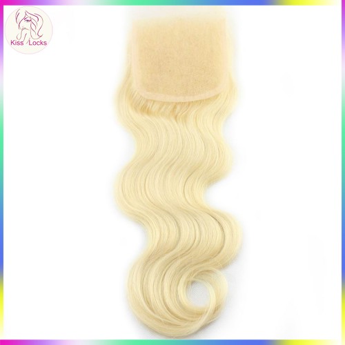 Russian Body Wave Natural Blonde #613 Lace Closure 4x4 Light blonde style European Fashion 1 piece 