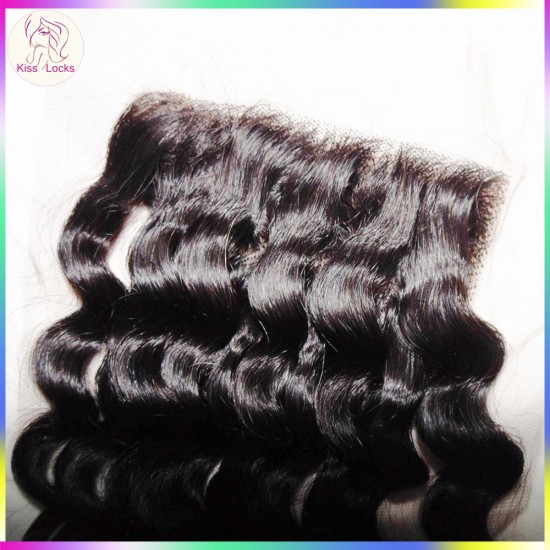 Great Curly Closure 10A Kiss Locks Raw Virgin Hair Lace Top Closures deep curls Matching Hair Types Burmese & Cambodian