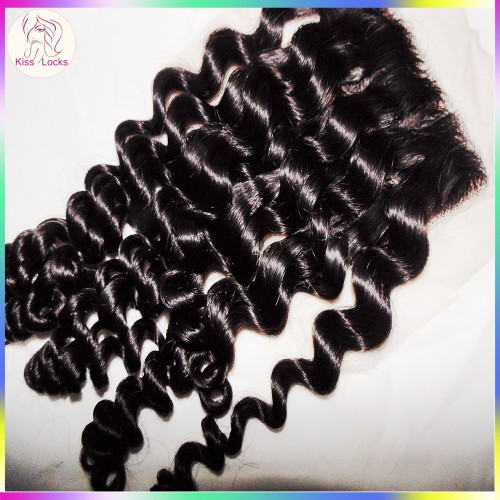 Great Curly Closure 10A Kiss Locks Raw Virgin Hair Lace Top Closures deep curls Matching Hair Types Burmese & Cambodian