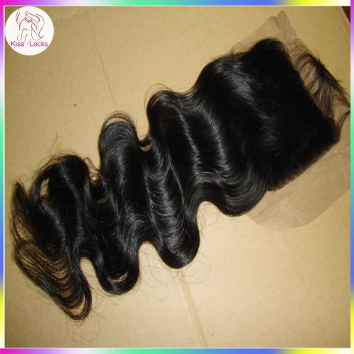 Unprocessed Brazilian Cambodian Body wave Virgin Human Hair Swiss Lace Top Closure 4x4 Free parting,Middle Part,Three way part Fast shipping