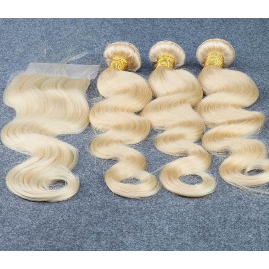 Russian Body Wave Natural Blonde #613 Lace Closure 4x4 Light blonde style European Fashion 1 piece Russian Body Wave Natural Blonde #613 Lace Closure 4x4 Light blonde style European Fashion 1 piece