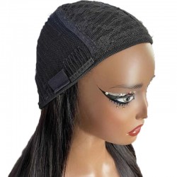 Half Women Wig with Adjustable Drawstring Raw Burmese Human Hair Glueless Breathable deep Curly Machine Wig