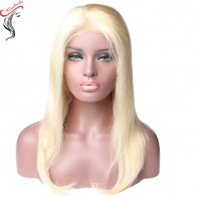 Pre-plucked hairline with baby hair blonde #613 Filipino human hair Full lace frontal wigs Silky Straight Kiss Locks Quality Guarantee